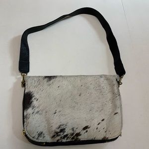 Blk/white hide and leather bag